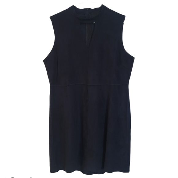 Lysse Navy Faux Suede Mini Cocktail Party Dress - Picture 2 of 7